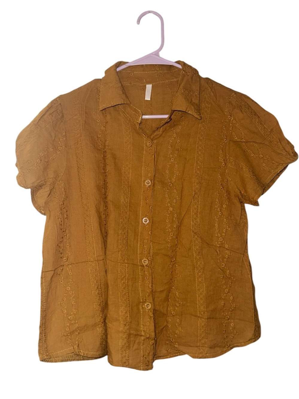 Men's Short-Sleeve Button-Up Shirt in Mustard